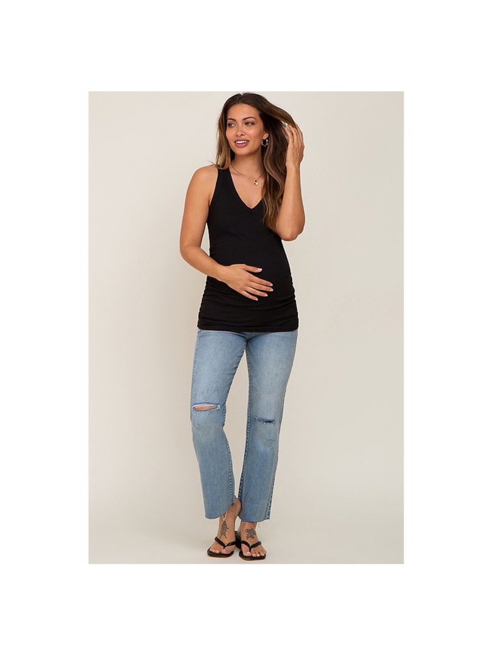 Pinkblush Maternity Hello MIZ Black V-Neck Tank Top